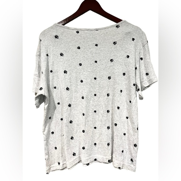 Vintage Can Cans Heather Gray Size Large Paw Print Embroidered Tee Knit Material - Picture 3 of 5